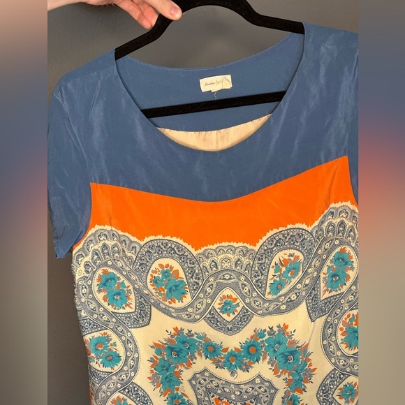 Anthropologie Meadow Rue Boat Neck Paisley Silk Shift Dress Medium - Picture 5 of 7